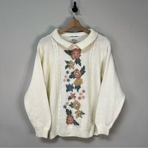 Vtg 90s Floral Knit Sweater